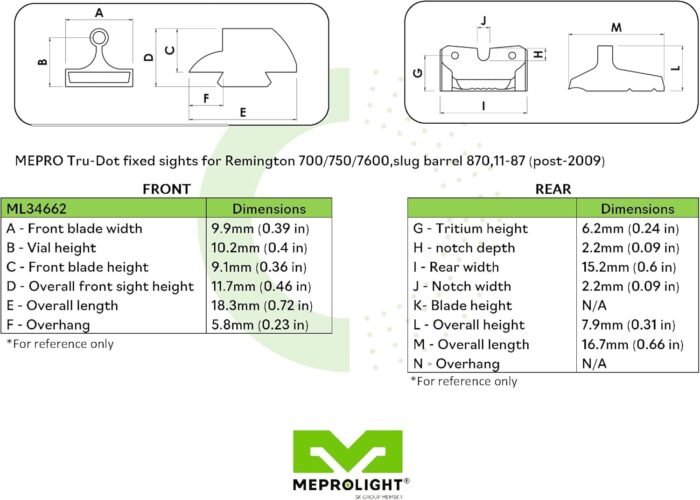 mepro tru tritium sights for remington image