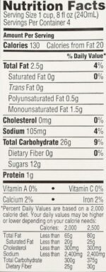 Dream Blends Classic Vanilla Rice Drink Nutrition Facts