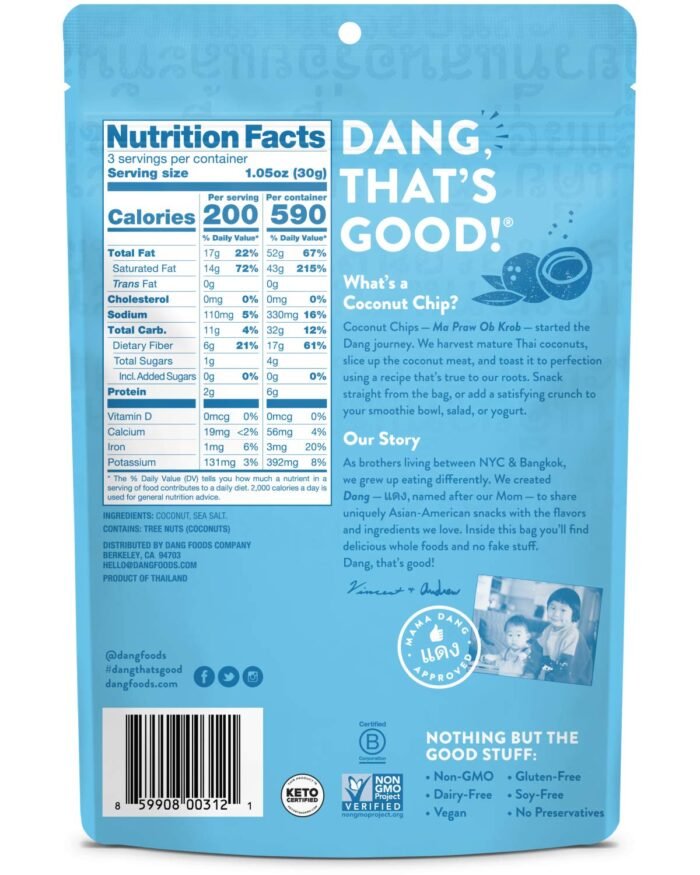 Dang Keto Toasted Coconut Chips, Lightly Salted