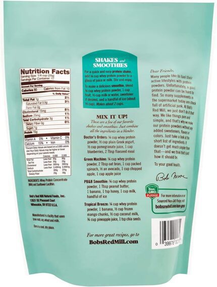 bobs red mill whey powder all natural pack image