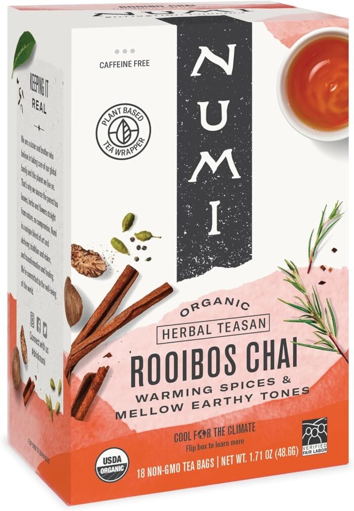 numi organic herbal rooibos chai tea 18 bags pack image