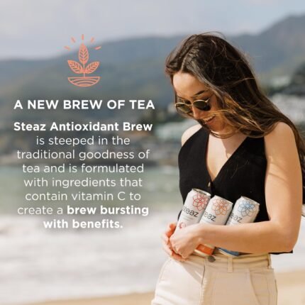 steaz organic green tea blueberry pomegranate can image