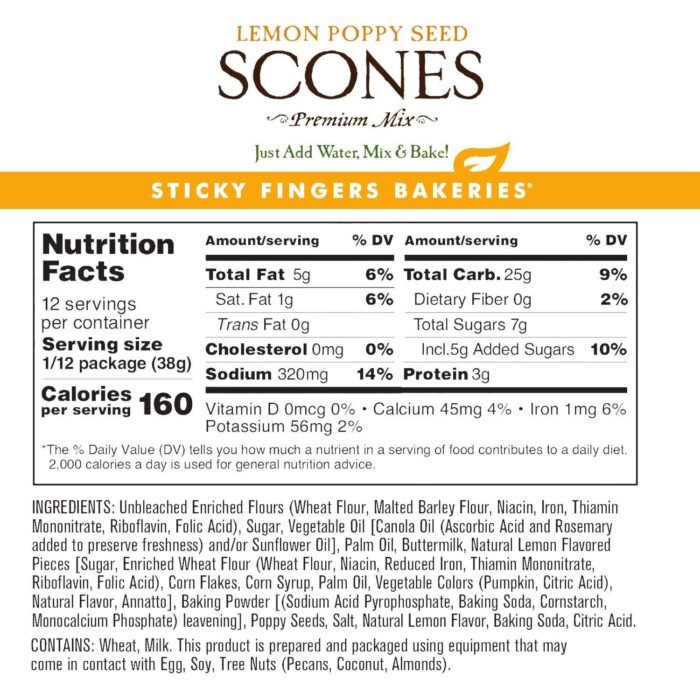 sticky fingers lemon poppyseed scones 12 servings pack image