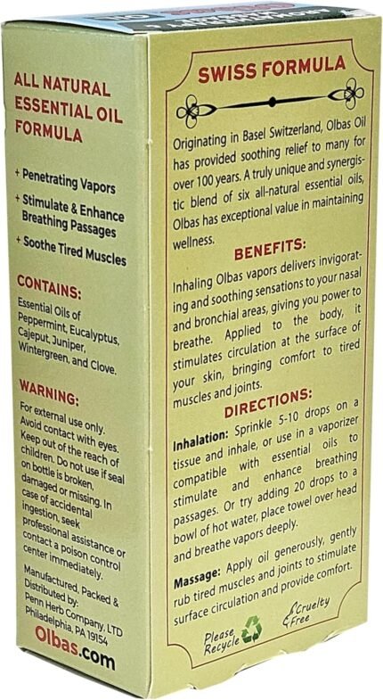 olbas massage & aromatherapy oil contains