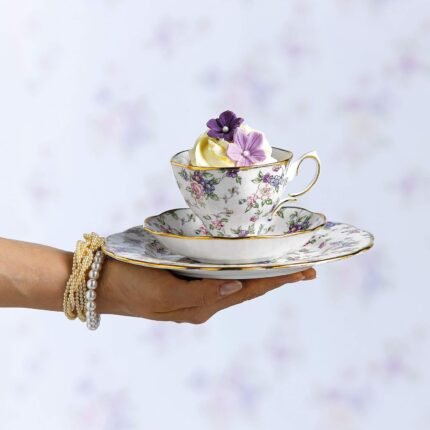 royalalbert 100 years 1940 3 piece set 8 plate teacup image