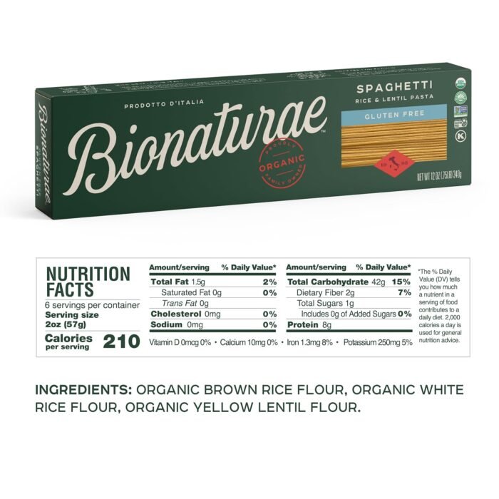 bionaturae gluten free spaghetti rice & lentil pasta image