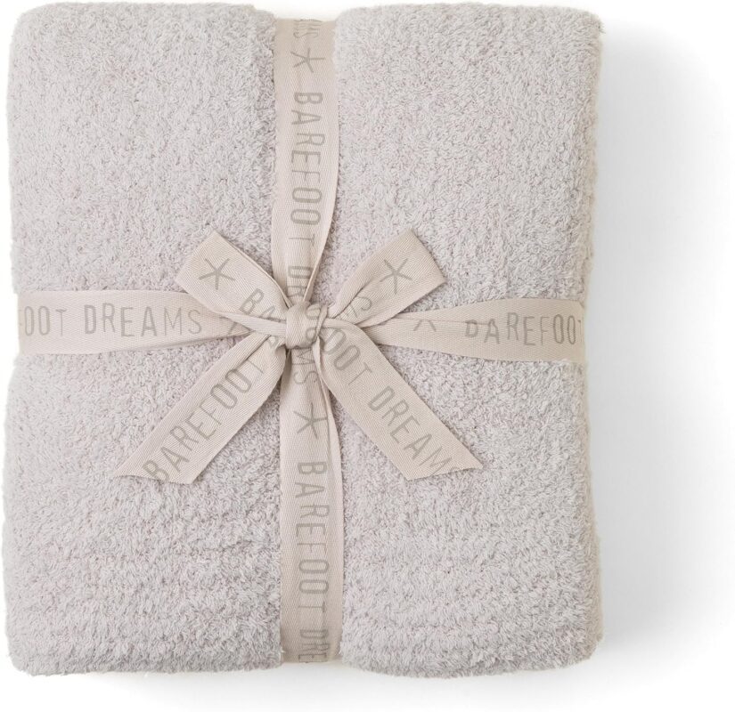 barefoot dreams cozychic throw stone image