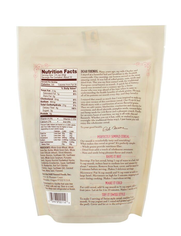 bobs red mill fruit & seed muesli cereal image