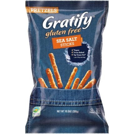 gratify gluten free sea salt pretzel sticks 10.5 oz vegan pack image