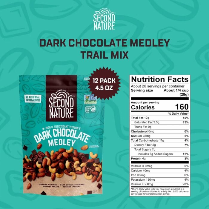 second nature dark chocolate medley trail mix pack image
