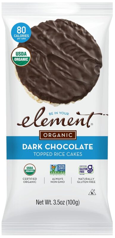 element snacks dark chocolate topped rice cakes pack image