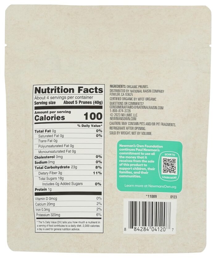 Newman's Own Organic Prunes Nutrition Facts