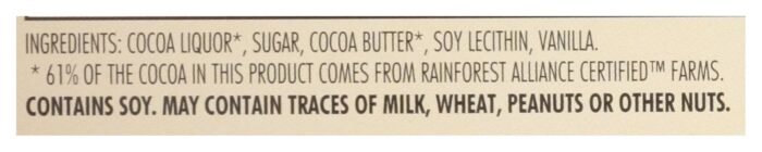 Ingredients Cocoa liquor