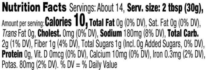 amy's salsa organic tomatoes nutrition facts