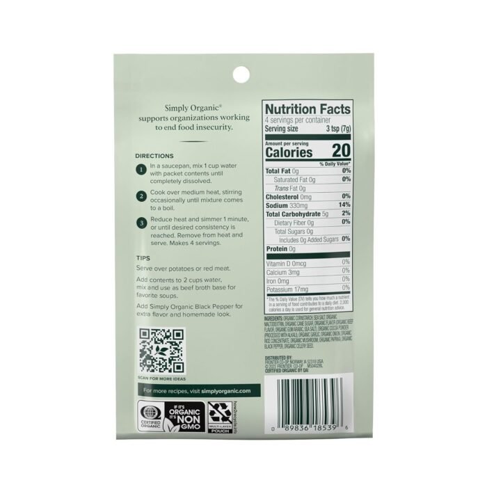 simply organic brown gravy nutrition facts