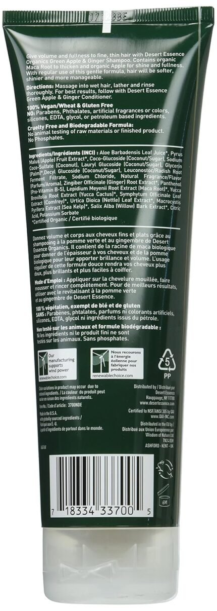 desert essence green apple & ginger shampoo directions