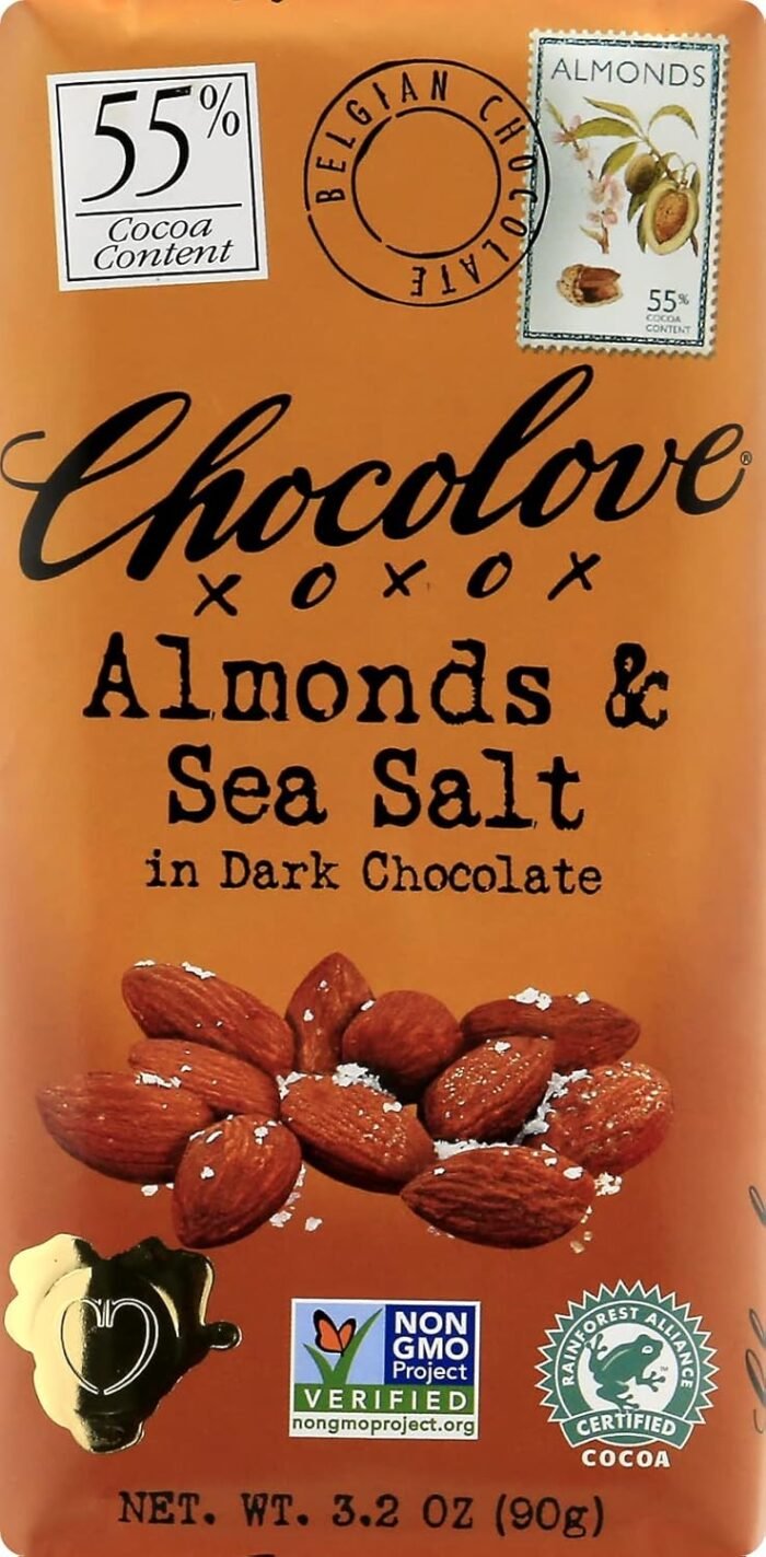 chocolove almonds & sea salt dark chocolate 3.2 oz image