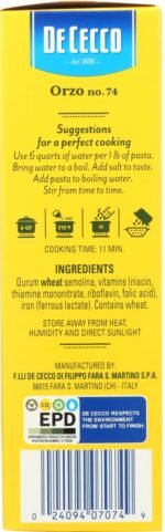 de cecco semolina pasta orzo no 74 pack