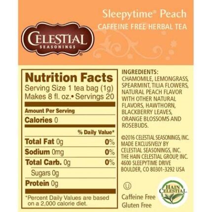 celestial seasonings sleepytime peach herbal tea pack