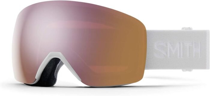 smith skyline goggles white vapor chrom pop rose gold lens