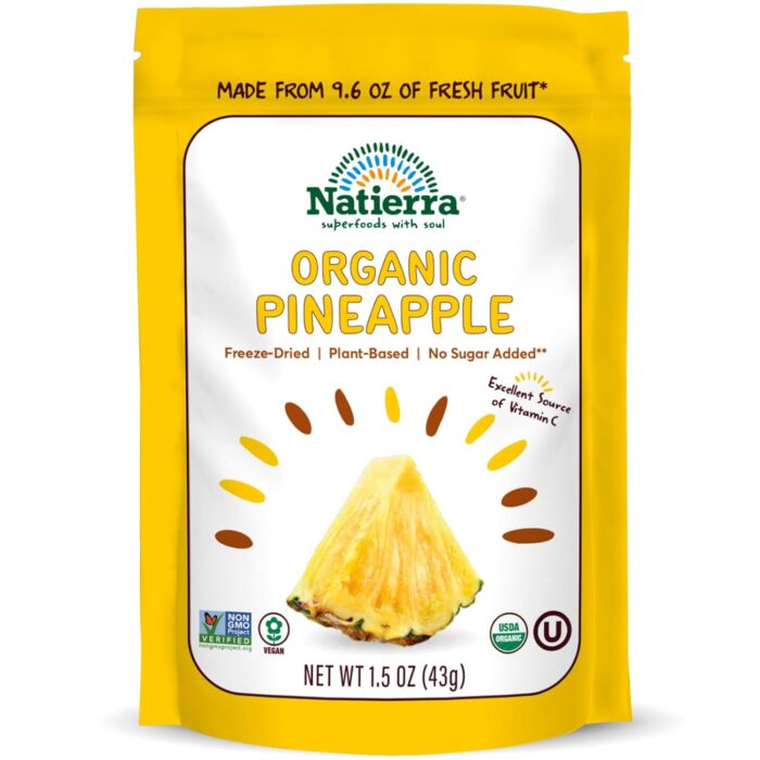 natierra organic freeze dried pineapple pack image