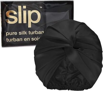 slip pure silk turban black