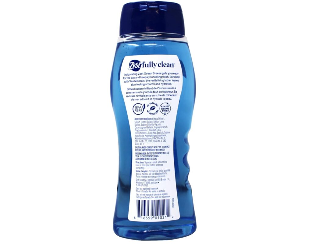zest ocean breeze body wash