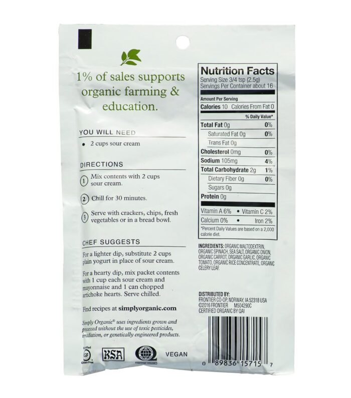 simply organic spinach dip mix image