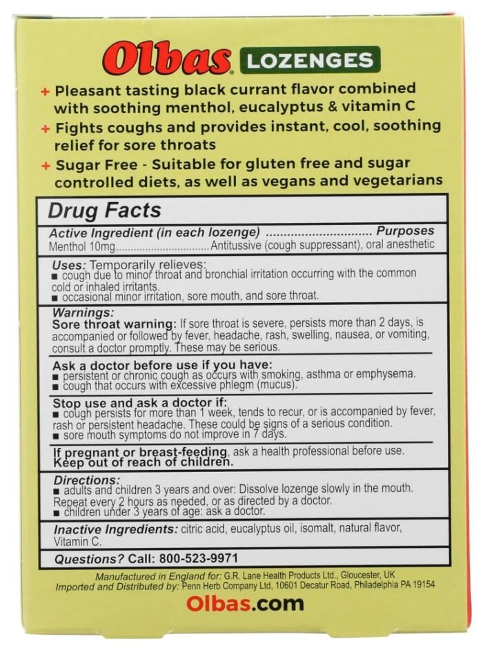 olbas maximum strength black currant lozenges pack