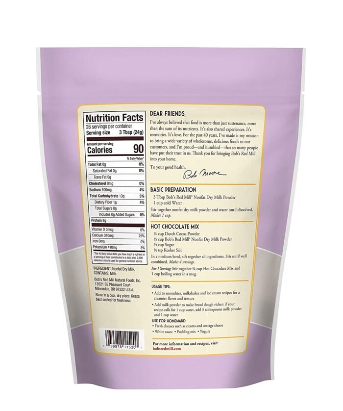 bobs red mill non fat dry milk powder pack image
