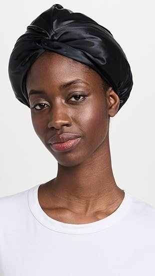 slip pure silk turban black