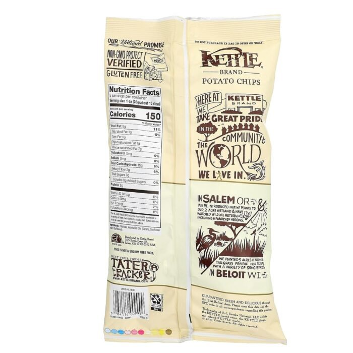 kettle foods unsalted potato chips pack