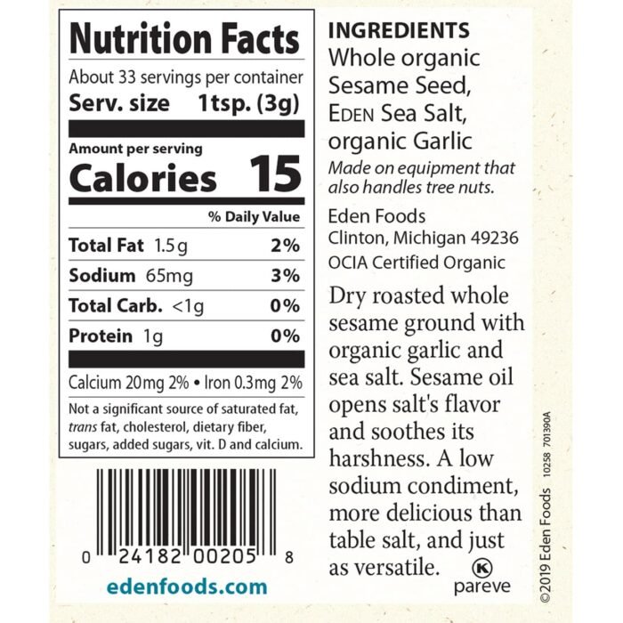 eden organic garlic gomasio sesame salt