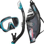 tusa sport mask and dry snorkel set black ocean green image