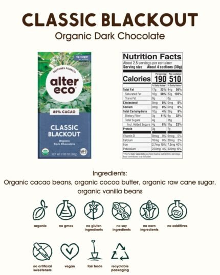 alter eco classic blackout dark chocolate bar pack image