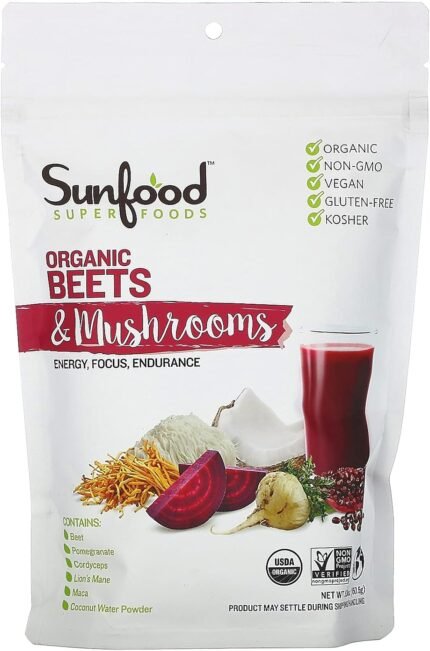sunfood superfoods beets mushroom organic powder pack