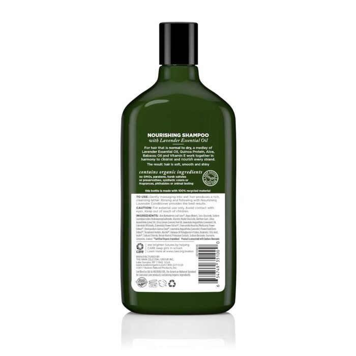 avalon organic botanicals shampoo lavender bottle