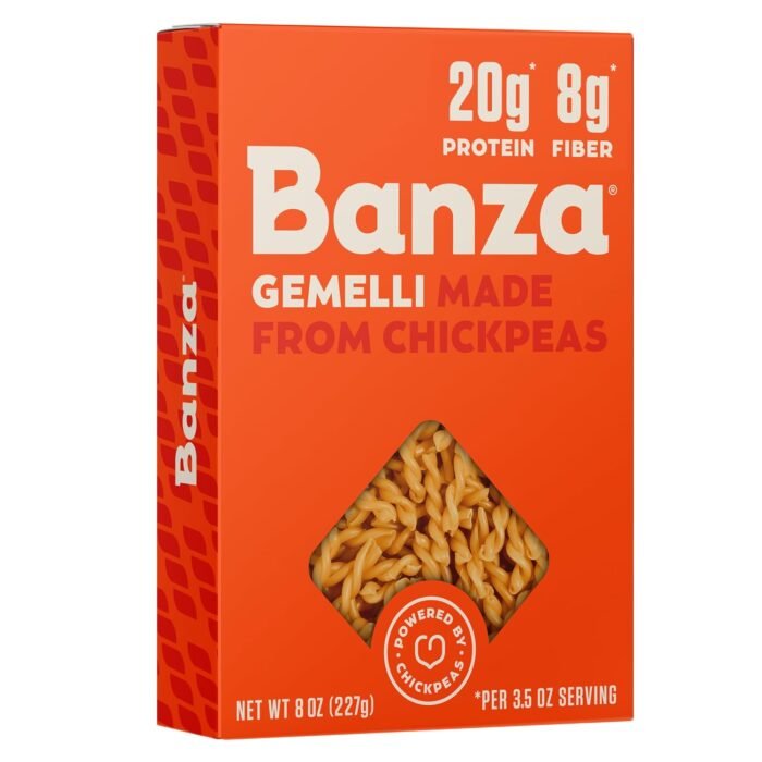 banza gemelli chickpea pasta pack
