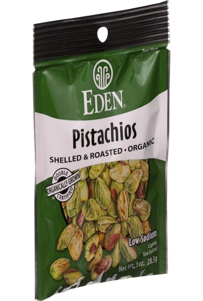 eden organic shelled and dry roasted pistachios pack