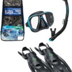 tusa sport snorkel & fins set black ocean green image