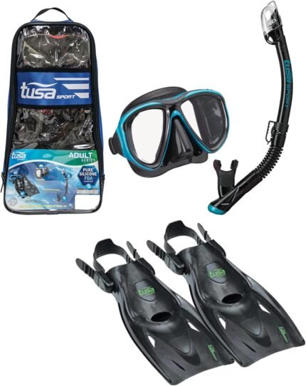 tusa sport snorkel & fins set black ocean green image