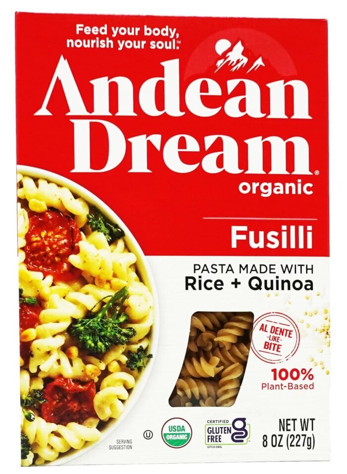 andean dream organic quinoa fusilli pasta pack
