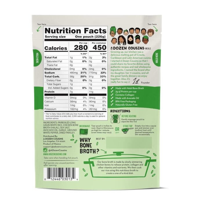a dozen cousins rice cooked in bone borth pack