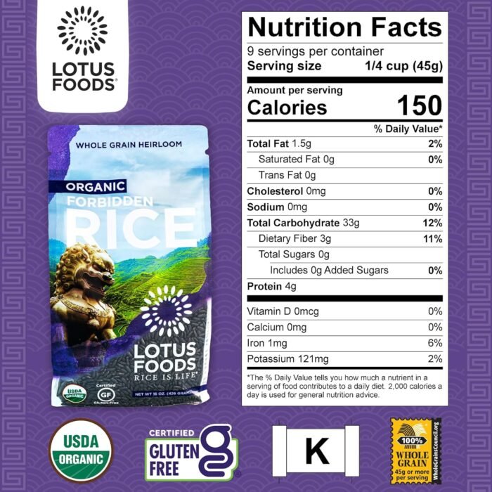 lotus foods black rice 15 oz bag