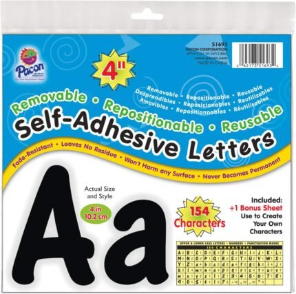 Pacon Self-Adhesive Letters, 4", Black