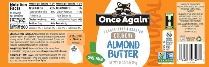 once again natural crunchy almond butter