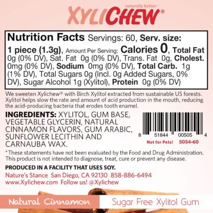 xylichew cinnamon gum 100% xylitol 60 ct