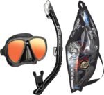 tusa sport mask and dry snorkel sel black fishtail blue image