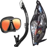 tusa sport mask and dry snorkel sel black fishtail blue image
