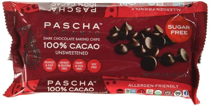 pascha organic unsweetened chocolate chips pack